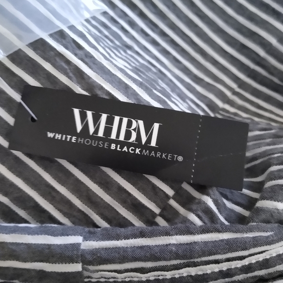 NWT White House Black Market Striped Belted Dress Size 10 Grey & White Striped - Picture 9 of 13